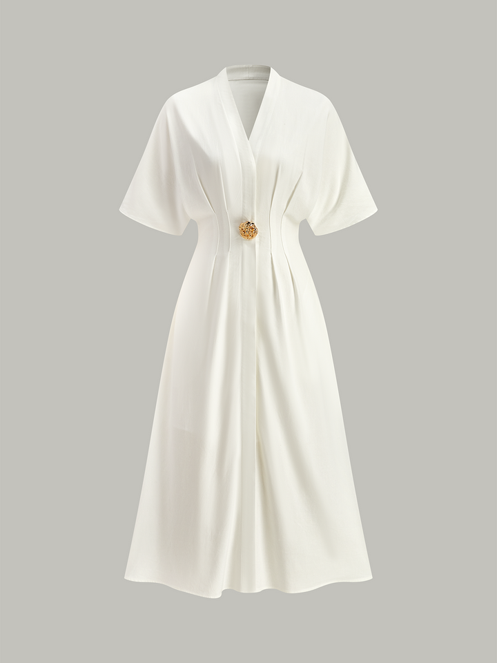 Metall-V-Ausschnitt-Mieder-Kleid