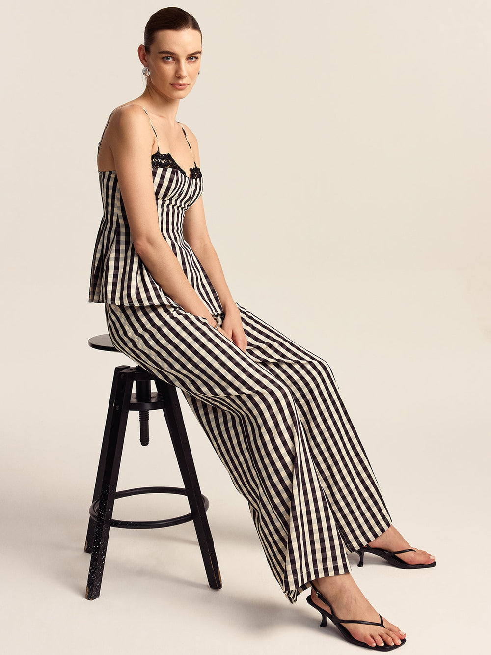 Gingham Marlenehose