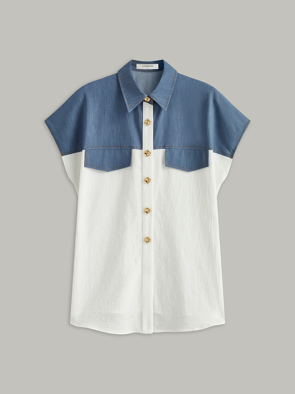 Color-Blocked Short-Sleeved Shirt