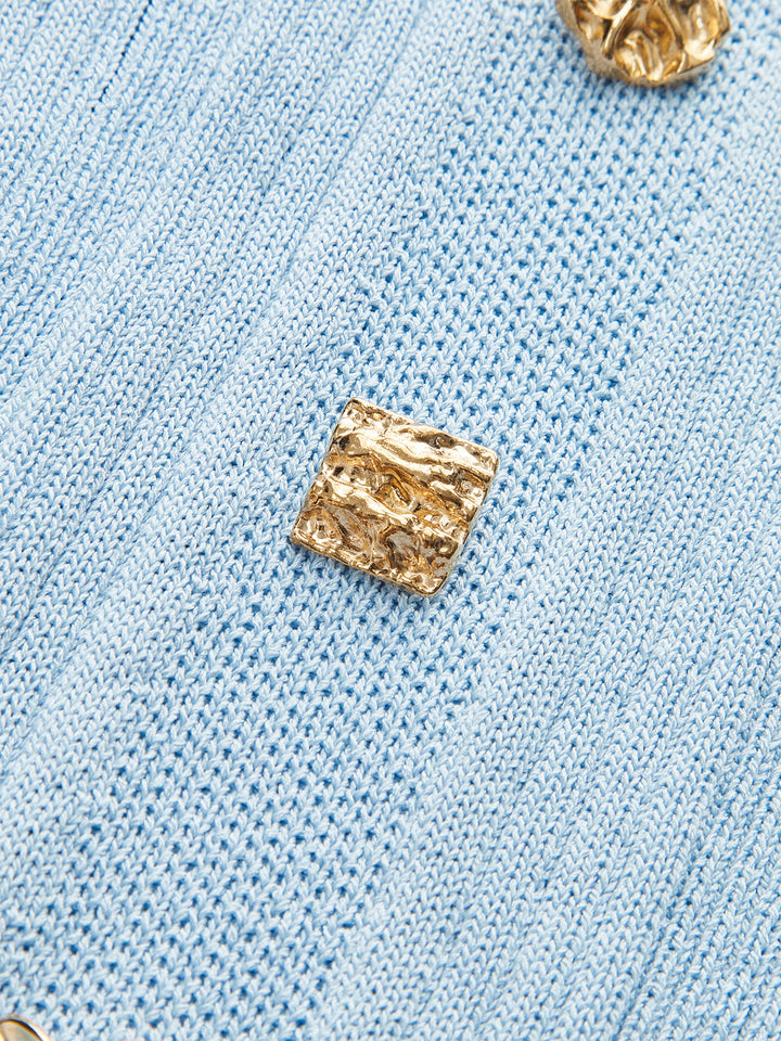Ärmelloses Maxikleid aus Strick mit Knopfleiste vorne