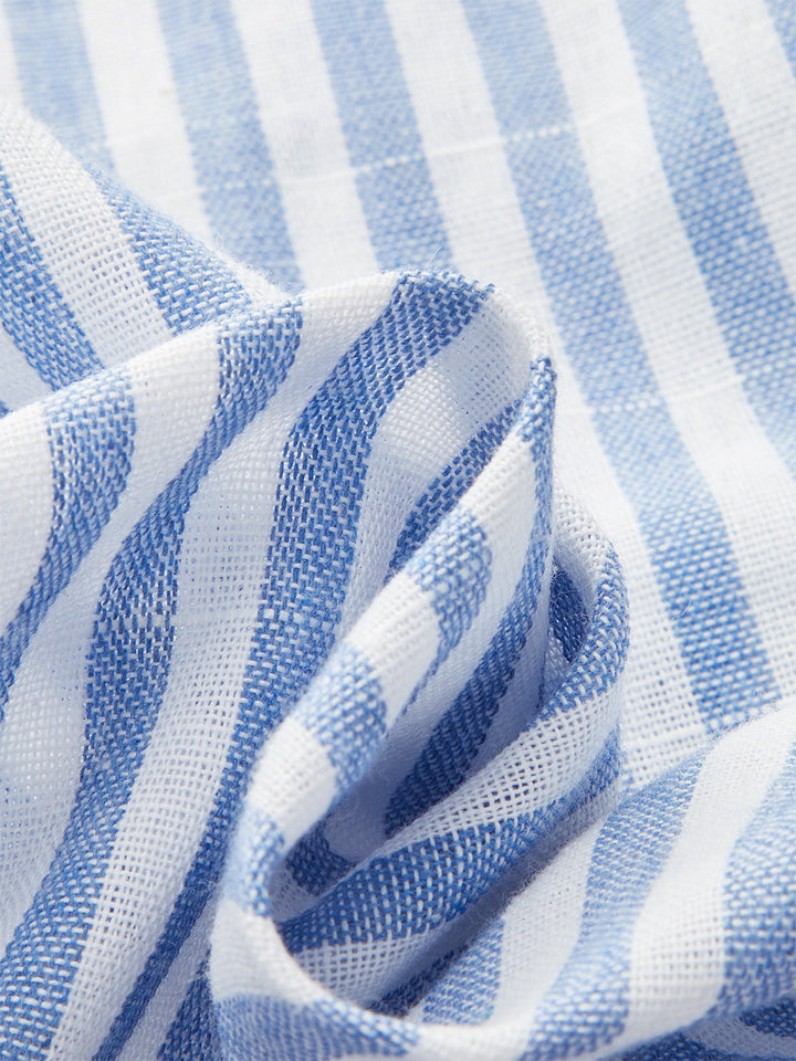Gestreifte geraffte Metalldekor-Bluse
