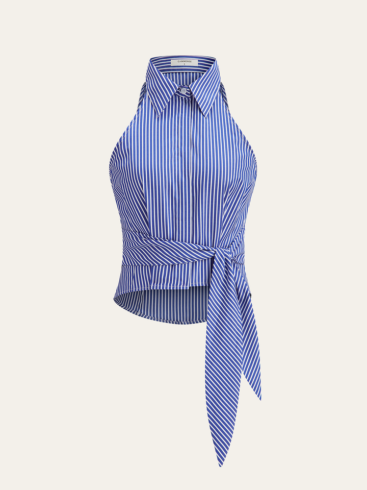 Gestreifte Crop-Top mit Bindegürtel