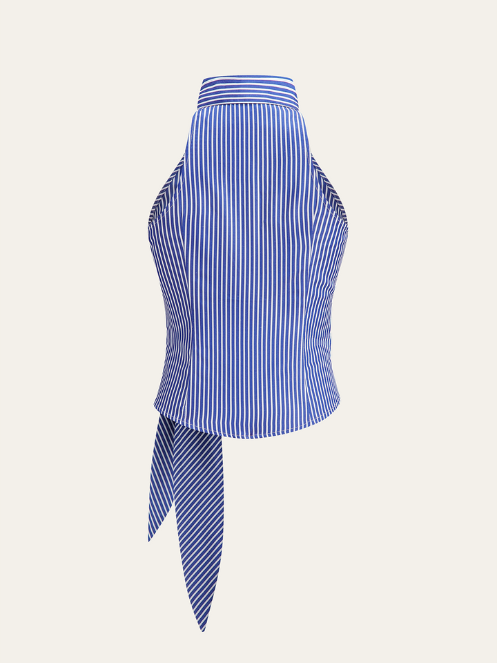 Gestreifte Crop-Top mit Bindegürtel