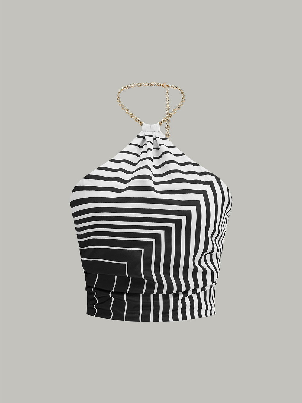 Gestreifte Neckholder-Top mit Kettenträger