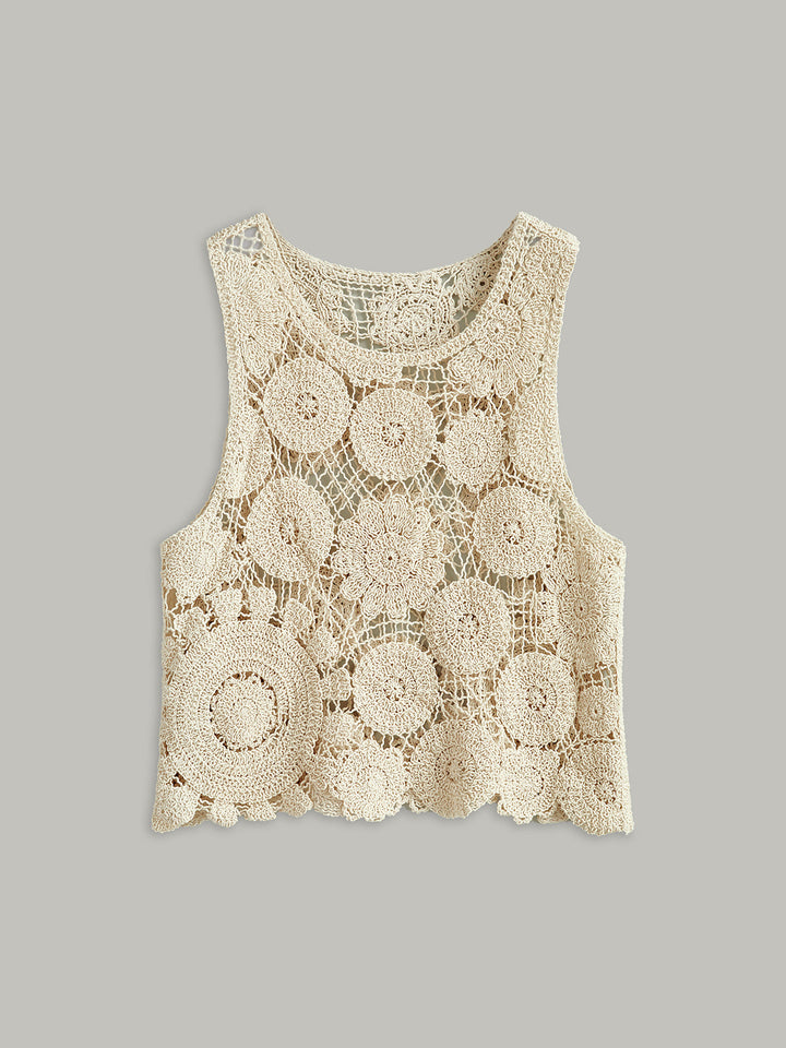 Ärmellose Jacquard-Strickweste aus Baumwolle