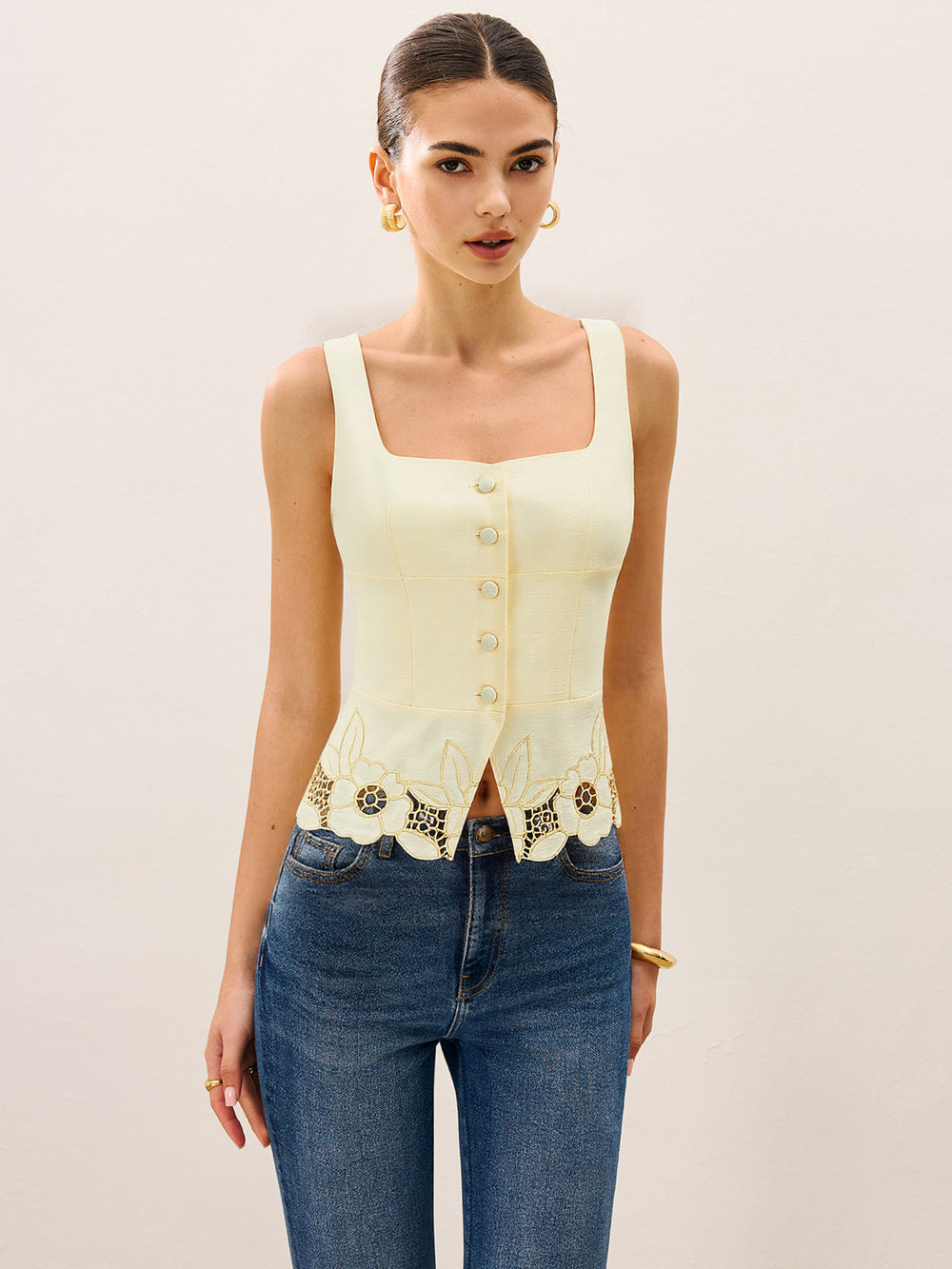 Leinen & Baumwolle Bestickte Tanktop