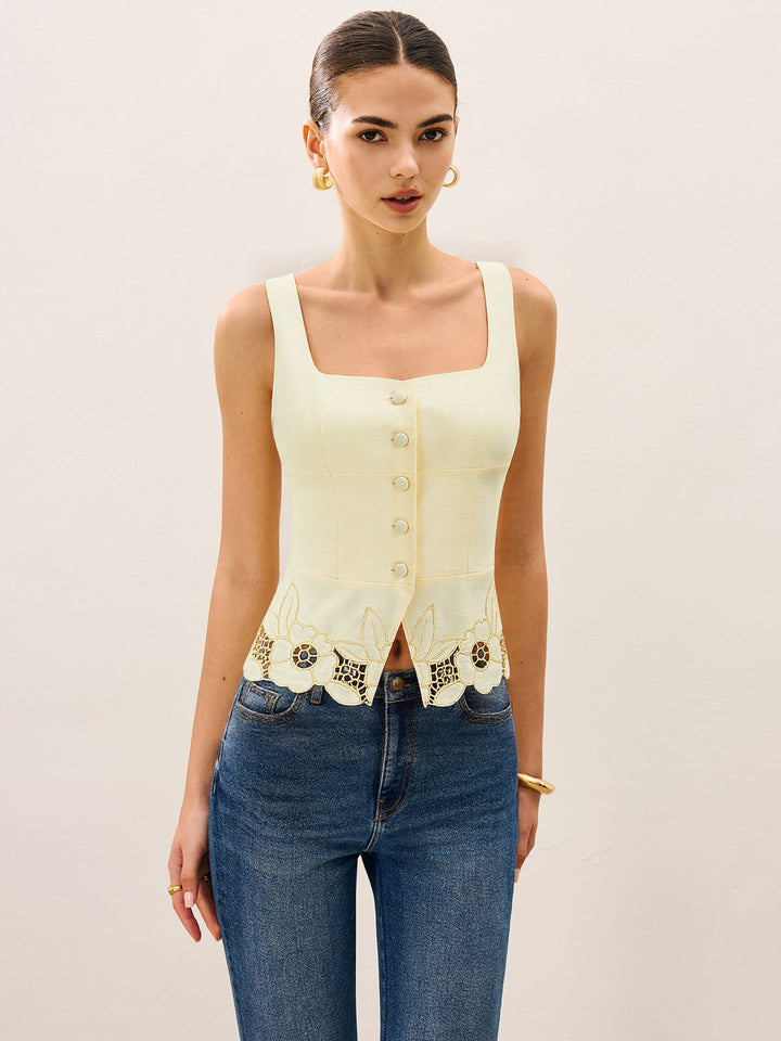 Leinen & Baumwolle Bestickte Tanktop