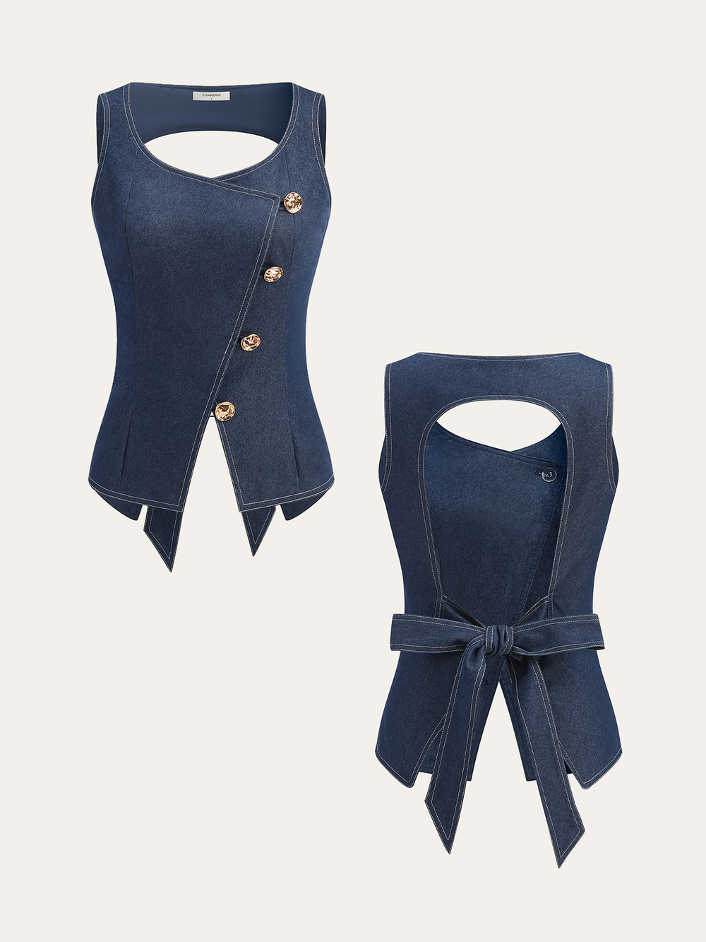 Asymmetrische Weste mit Schleifen-Detail