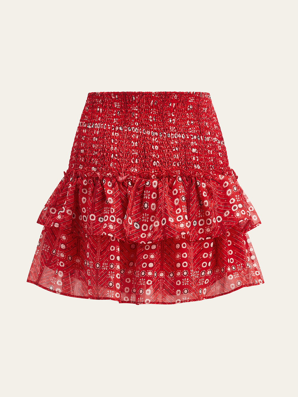 Boho Print Gerüschter Teller Minirock