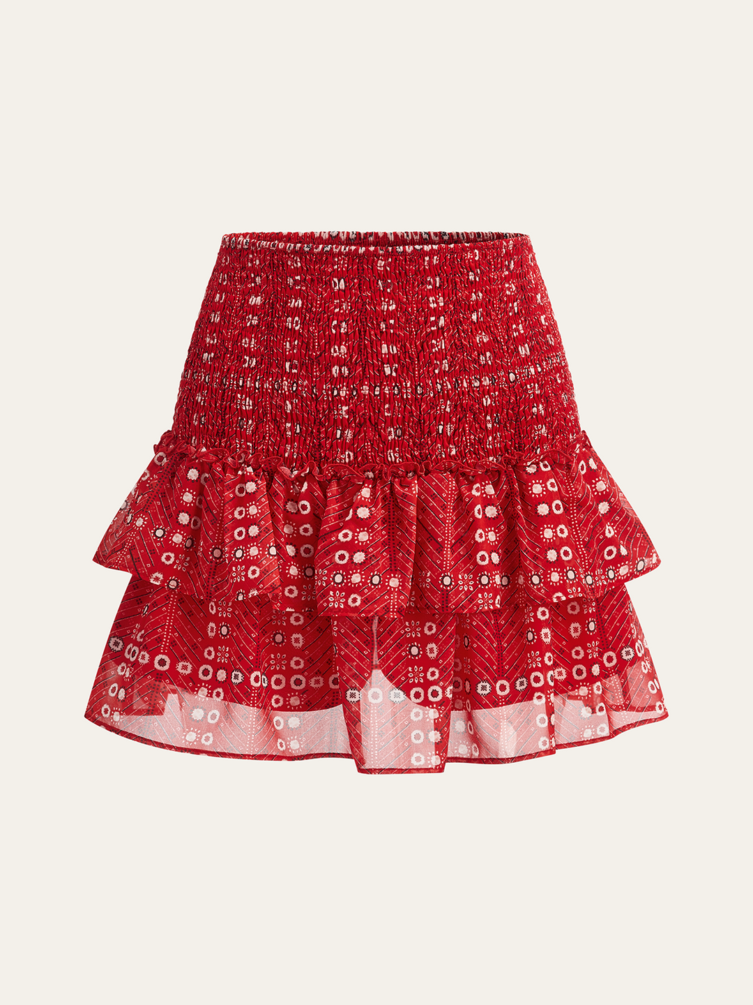 Boho Print Gerüschter Teller Minirock
