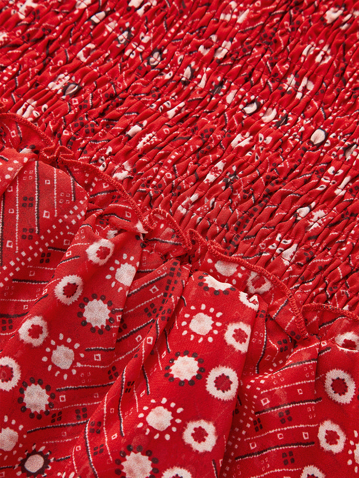 Boho Print Gerüschter Teller Minirock