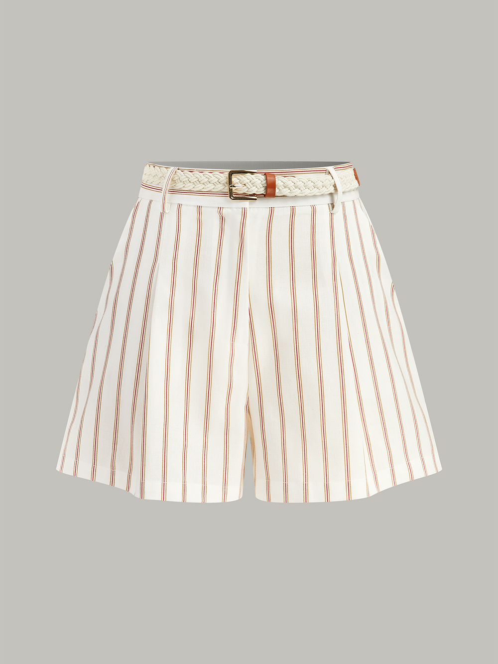 Gestreifte Shorts mit Gürtel Set