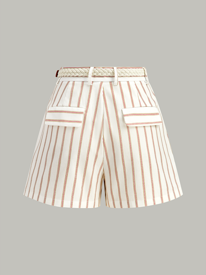 Gestreifte Shorts mit Gürtel Set