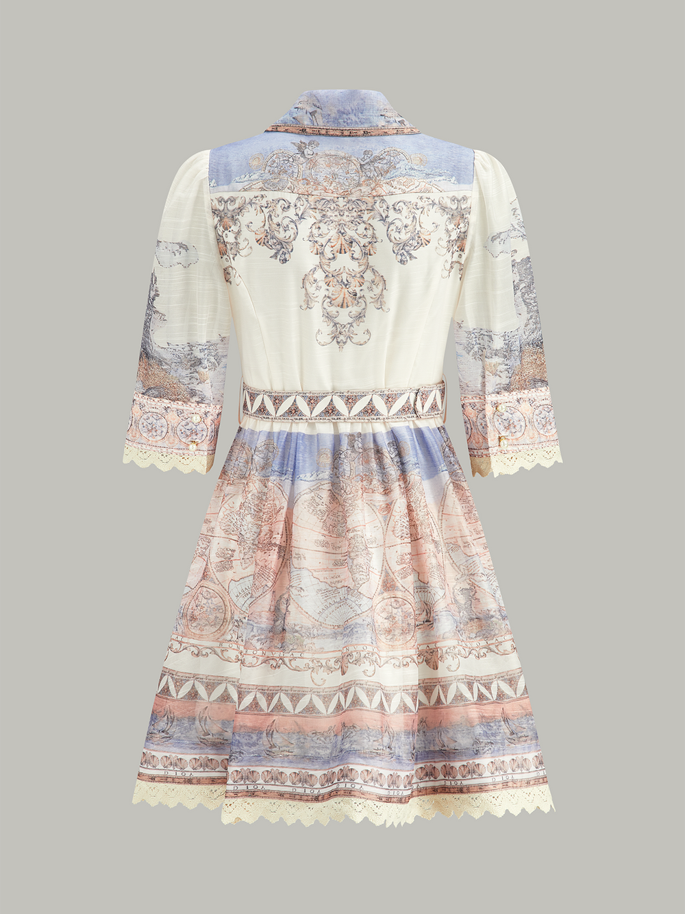 Semi-Sheer Buttoned Dress With Belt