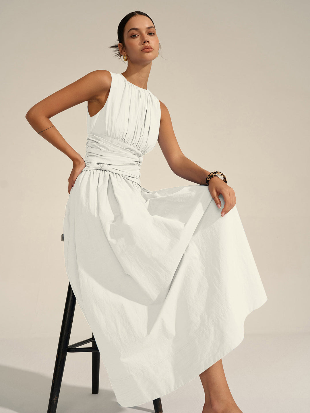 Maxikleid mit geraffter Taille