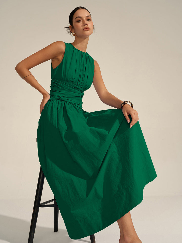 Maxikleid mit geraffter Taille