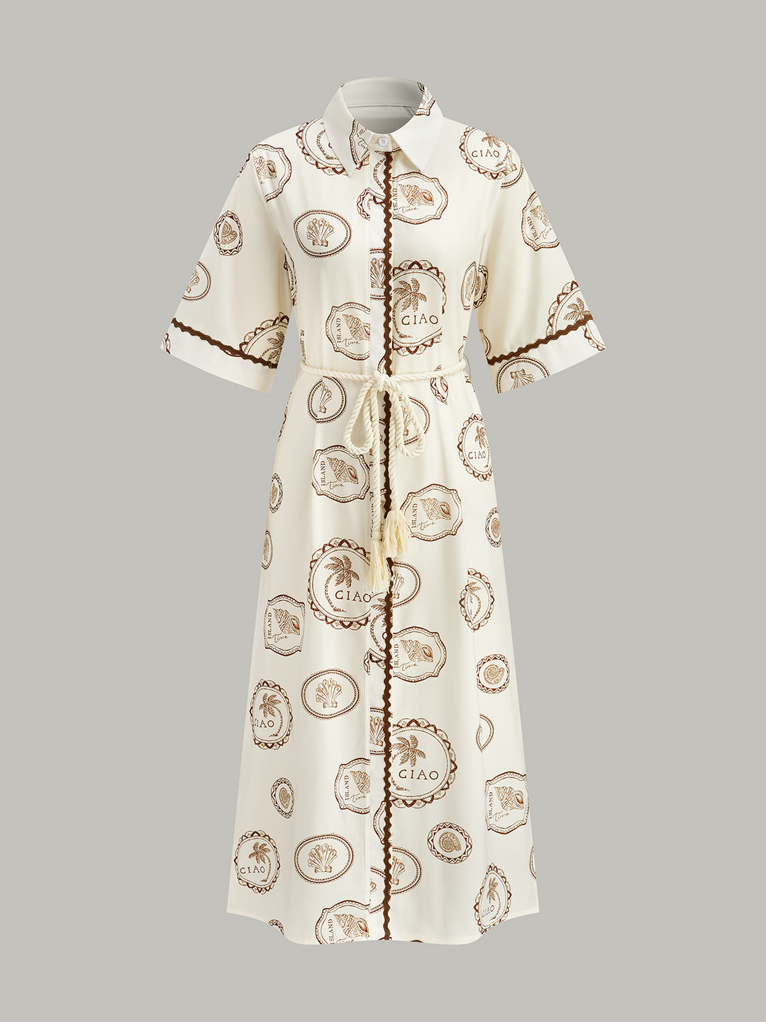 Bedrucktes Kleid mit Seilgürtel