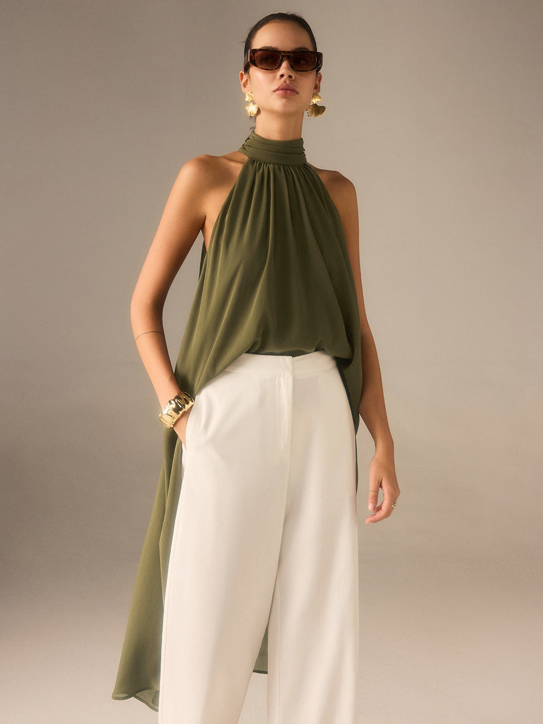 Halterrücken-Top aus Chiffon