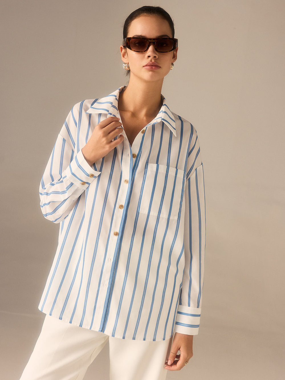Oversized Gestreifte Hemdbluse