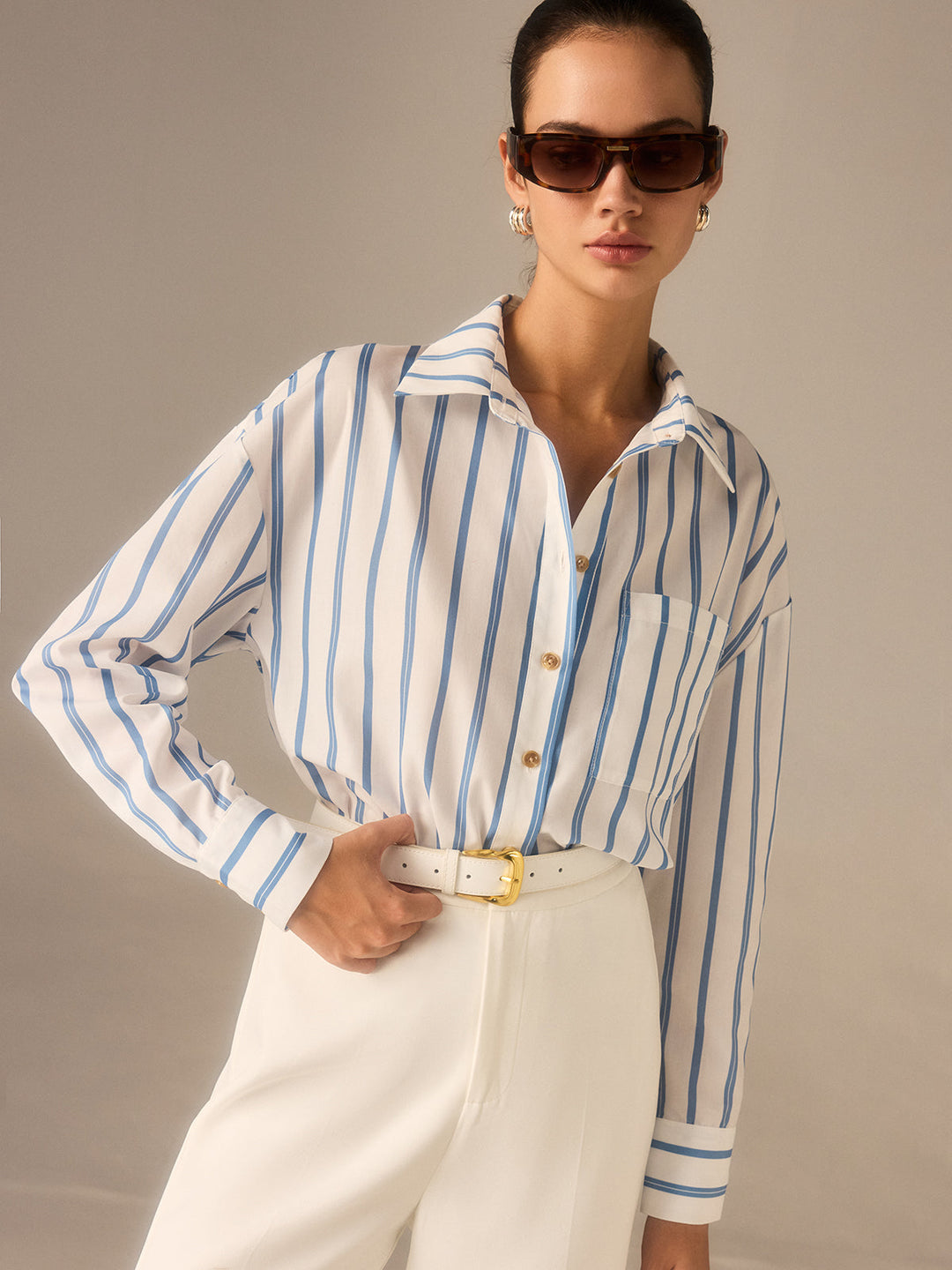 Oversized Gestreifte Hemdbluse