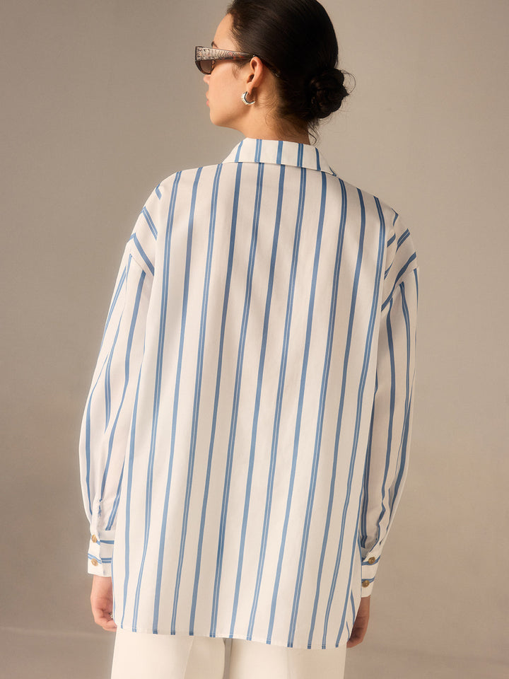 Oversized Gestreifte Hemdbluse