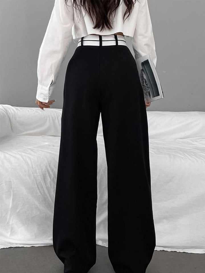 Asymmetrische High-Waist-Hose mit breitem Bein