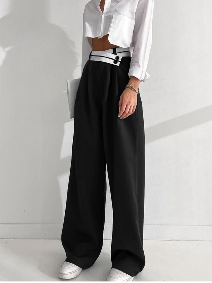 Asymmetrische High-Waist-Hose mit breitem Bein