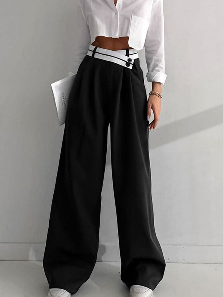 Asymmetrische High-Waist-Hose mit breitem Bein