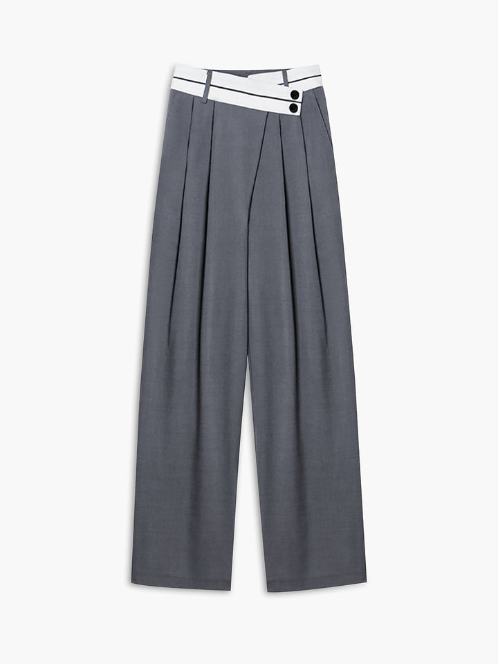 Asymmetrische High-Waist-Hose mit breitem Bein