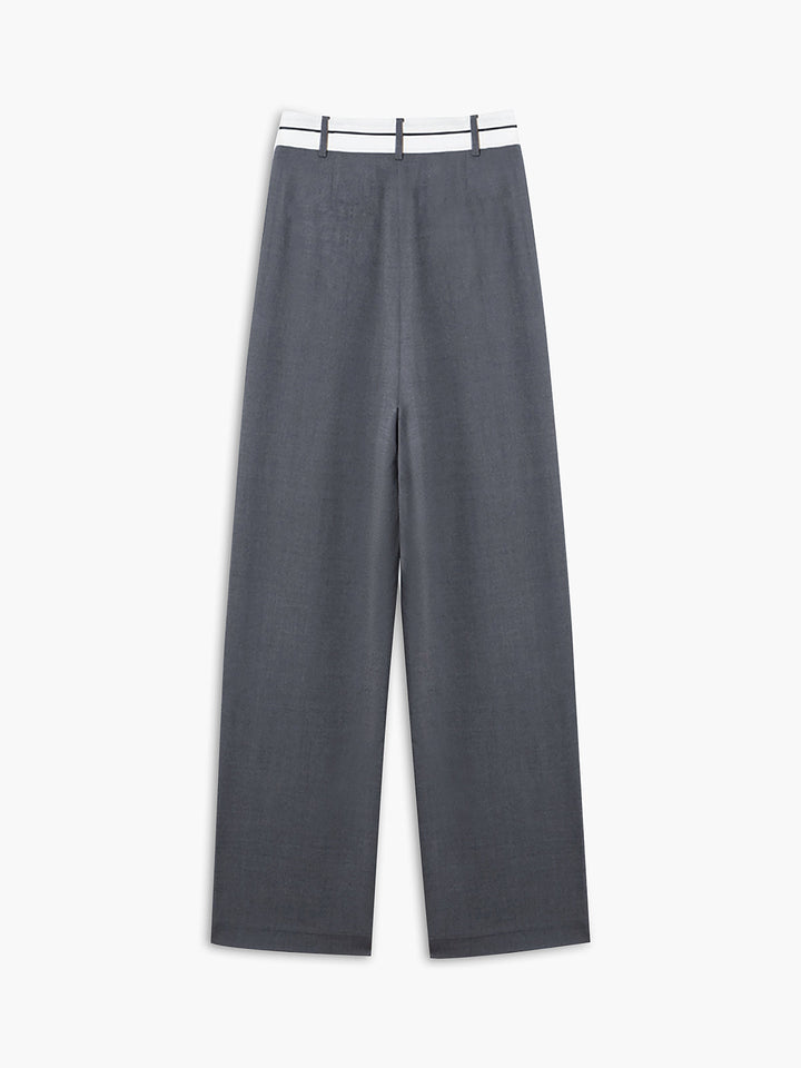 Asymmetrische High-Waist-Hose mit breitem Bein