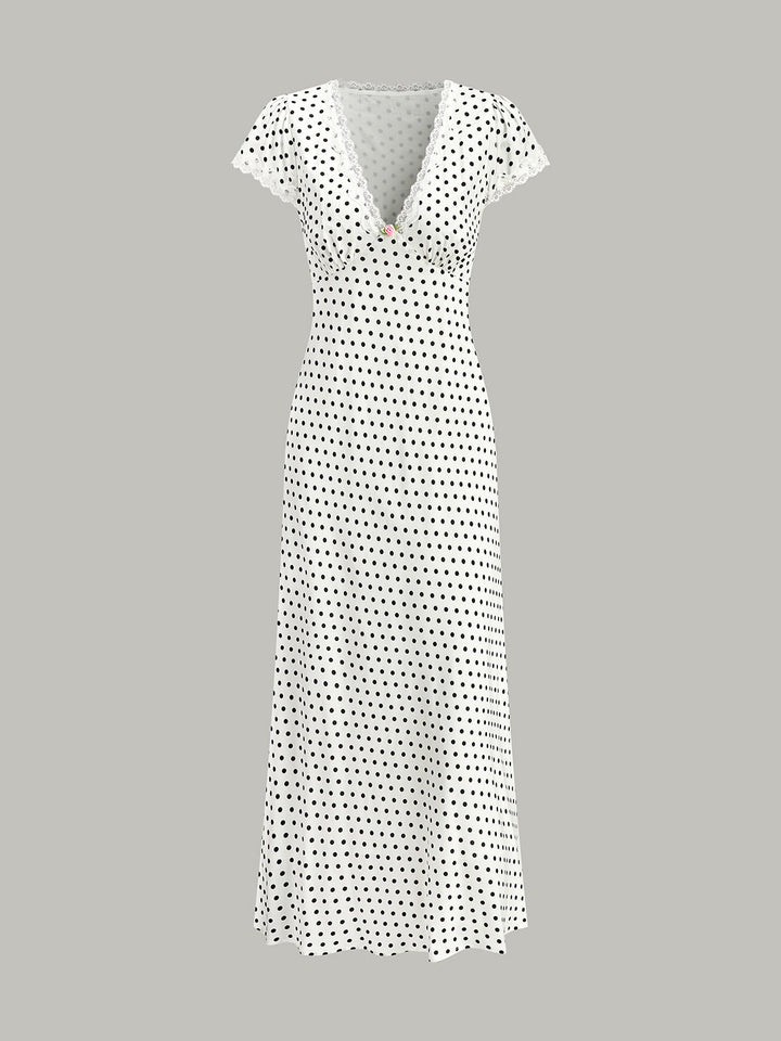 Kleid mit Polka-Dot-Spitzenbesatz