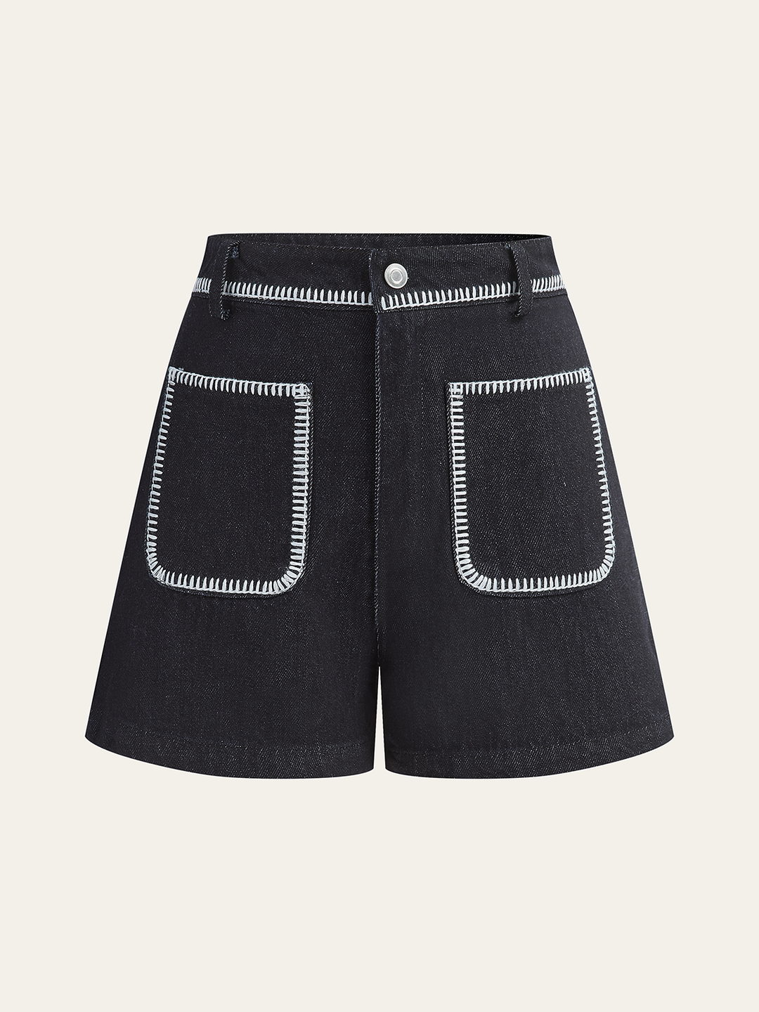 Kontrastbesetzte Jeansshorts