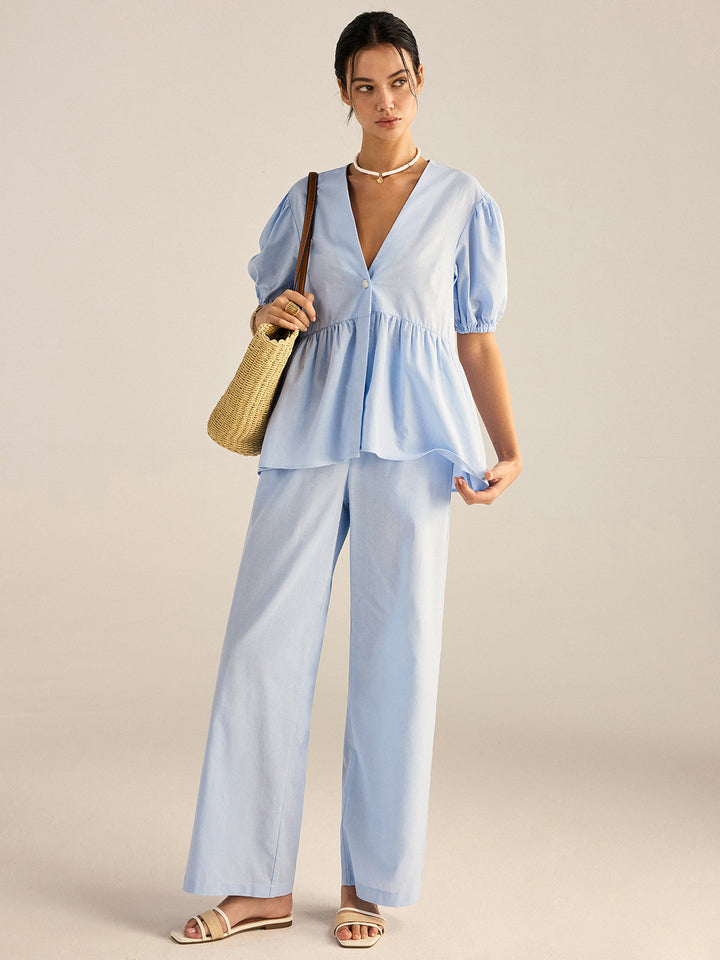 Cotton Peplum Oberteil und Hose Set