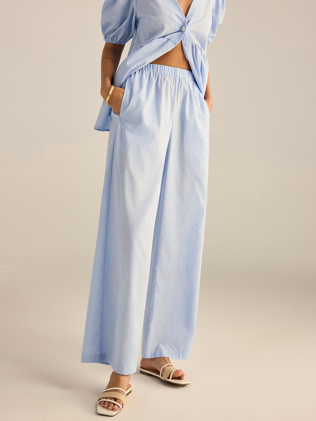 Cotton Peplum Oberteil und Hose Set