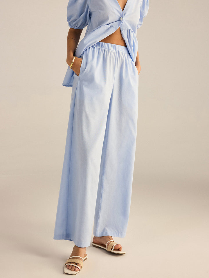Cotton Peplum Oberteil und Hose Set