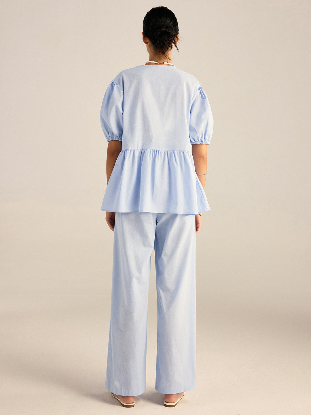 Cotton Peplum Oberteil und Hose Set