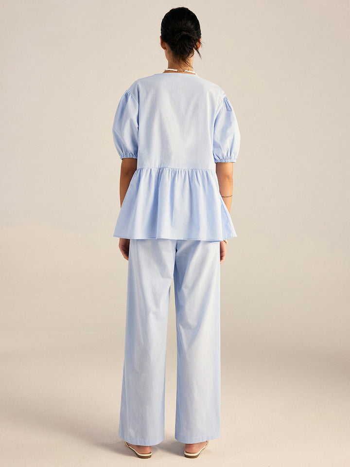 Cotton Peplum Oberteil und Hose Set