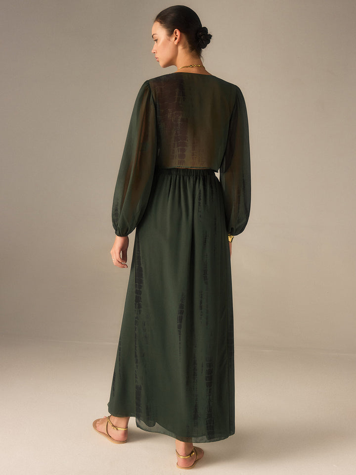 Chiffon Crop Top und Maxikleid mit Schlitz