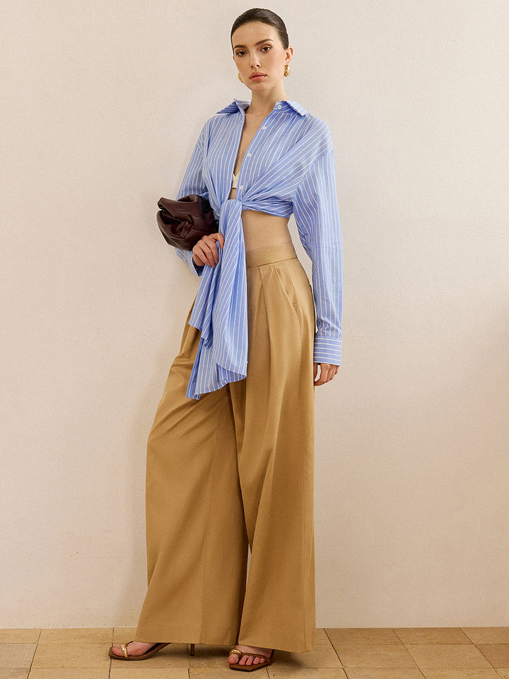 Oversized Gestreiftes Geknotetes Hemd