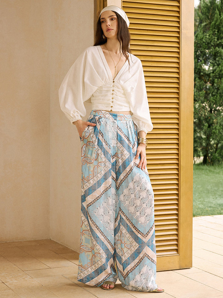 Boho Printed Wide-Leg Pants