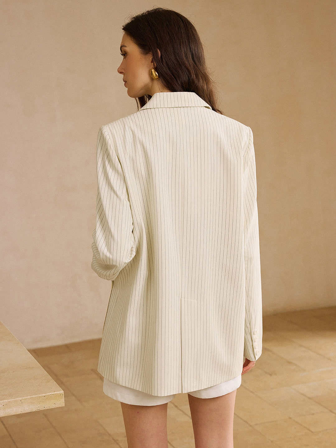 Gestreifte Oversized-Blazer mit Taschen