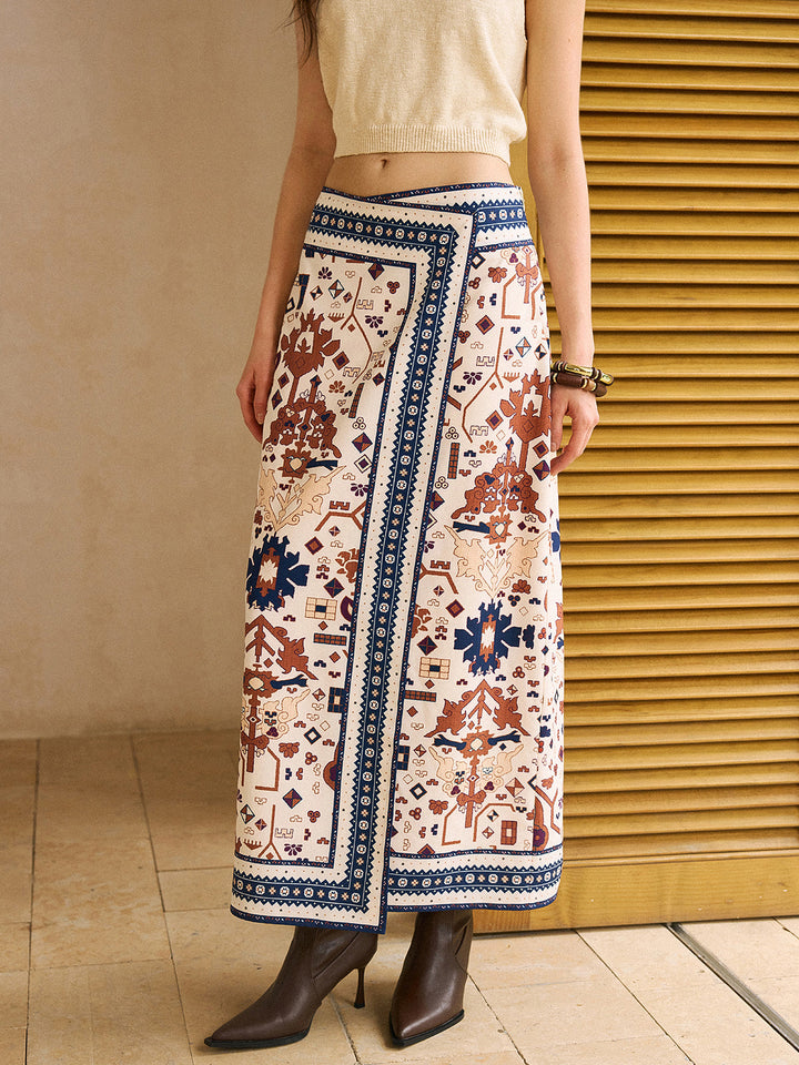 Boho Print Wickel Midi Rock