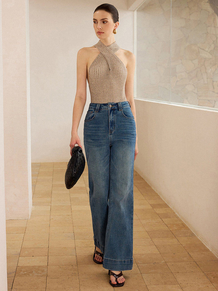 Cross-Strap Halter Neck Stricktop