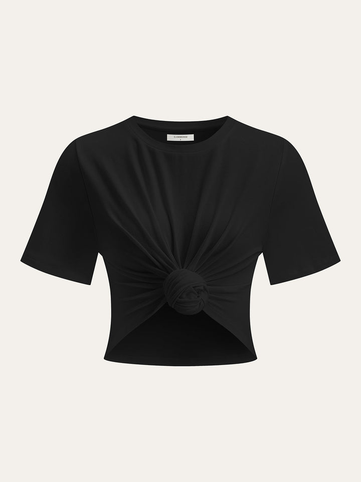 Geknotetes Wickelshirt mit V-Ausschnitt