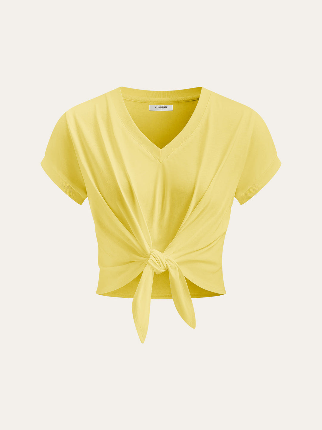 Knoten-V-Ausschnitt-T-Shirt