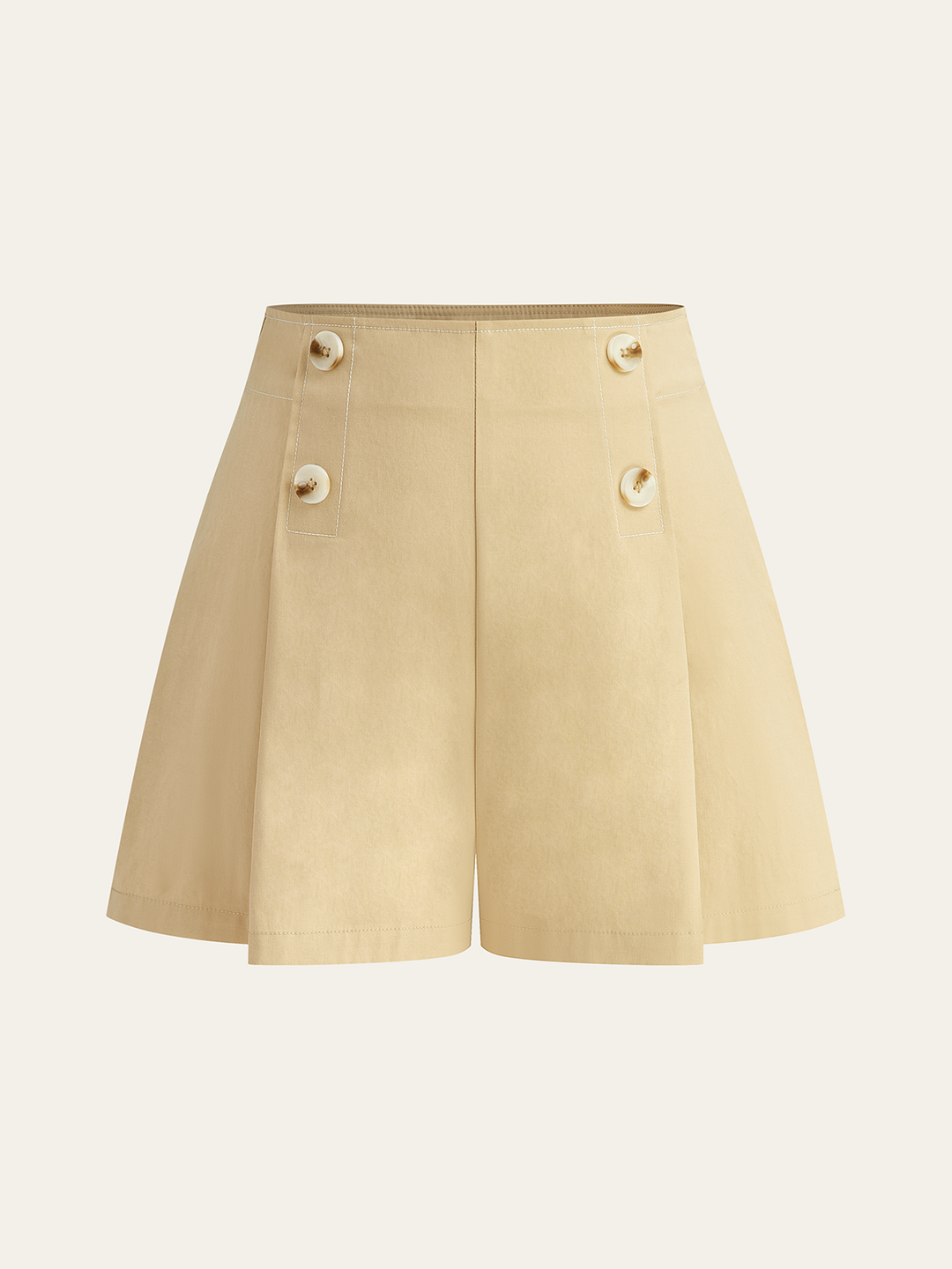 High-Waisted Button-Detail Wide-Leg Shorts
