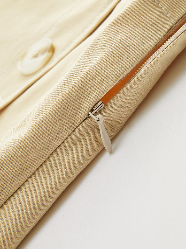 High-Waisted Button-Detail Wide-Leg Shorts