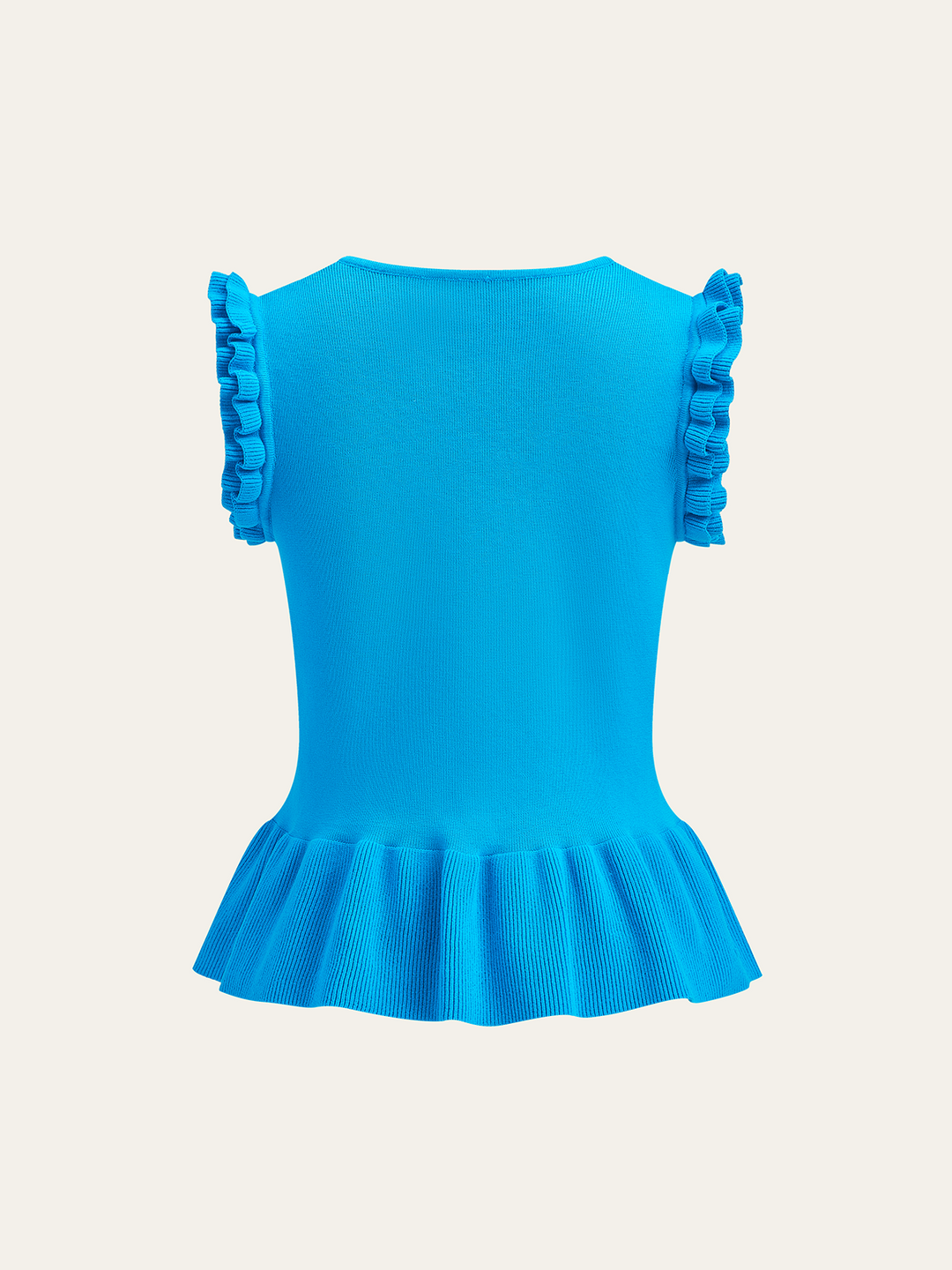 Gerüschter Ärmel Schößchen Saum Strickoberteil