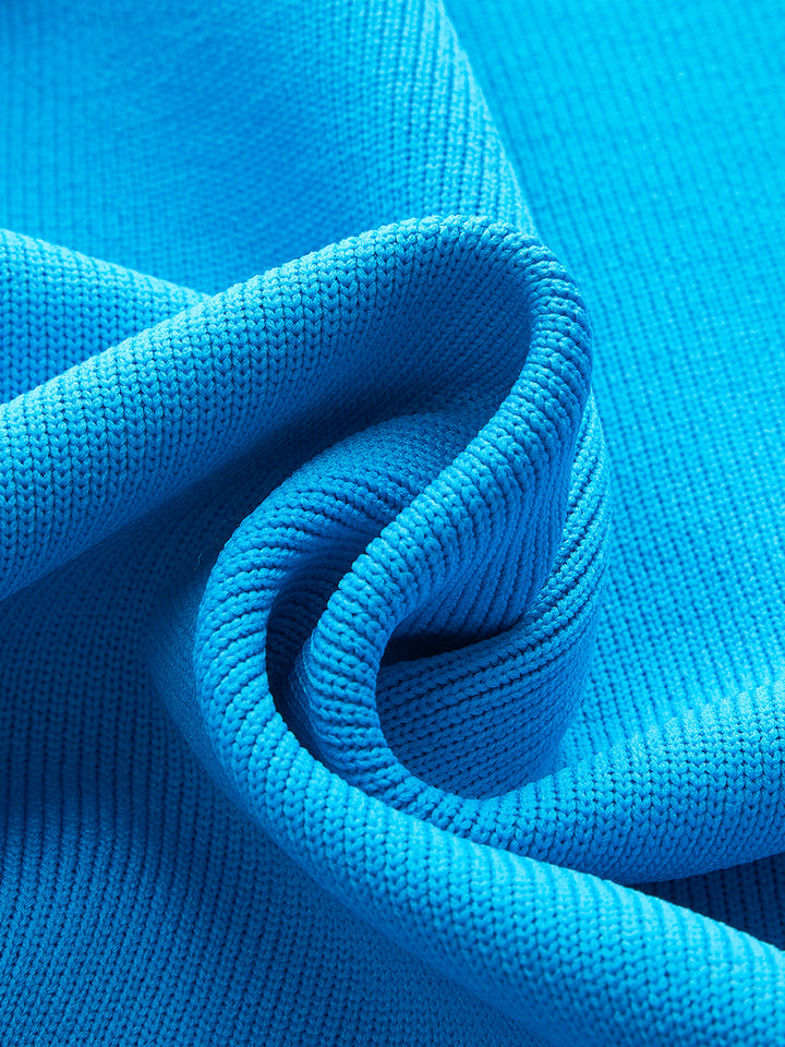 Gerüschter Ärmel Schößchen Saum Strickoberteil