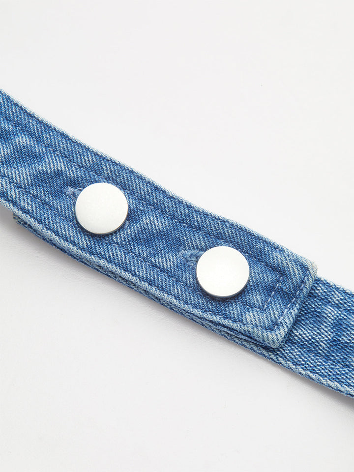 Halter Neck Cut-Out Denim Kleid